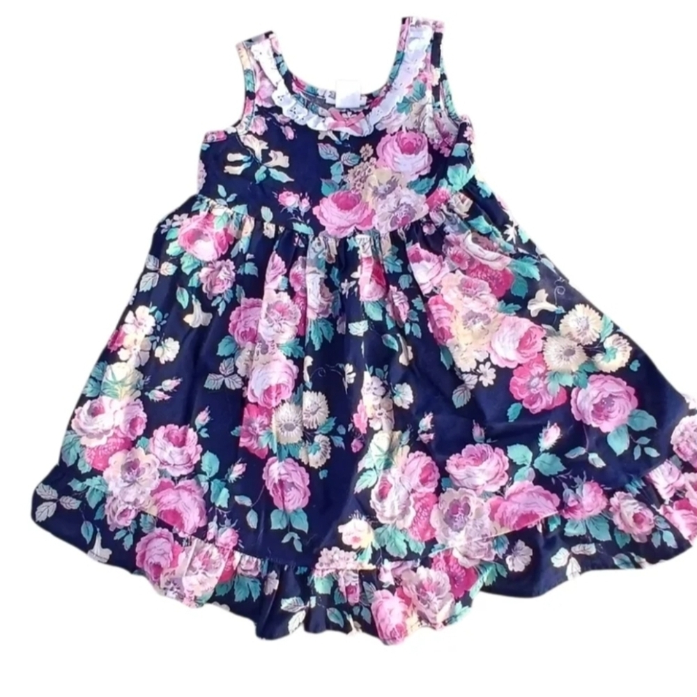 Vintage Buttercup Girls Floral Dress Cottagecore 90s